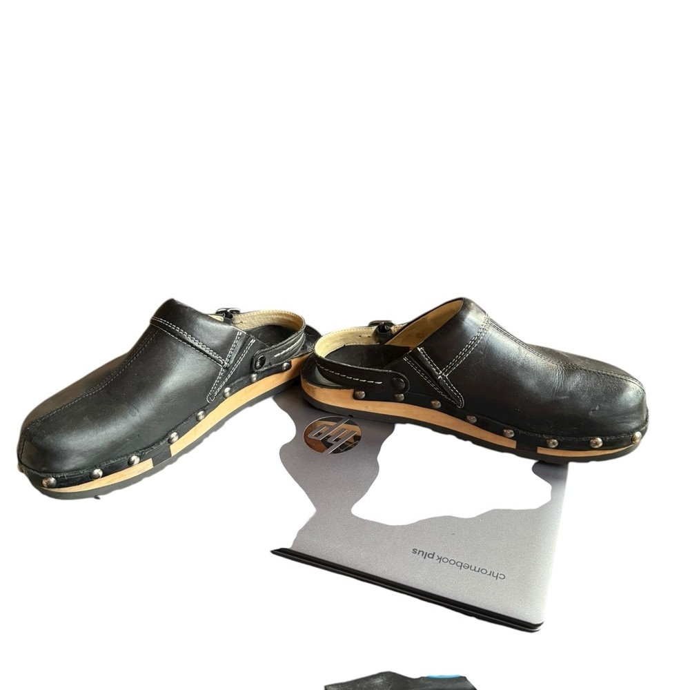 Kalso Black Shanti Negative Heel Leather Slip-On/or Slingback Clogs - Picture 6 of 8